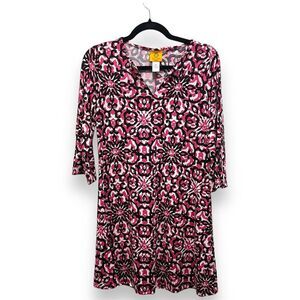 NWOT Ruby Rd. Floral Notch‎ Neck 3/4 Sleeve A-line Dress Red Multicolor Size PS